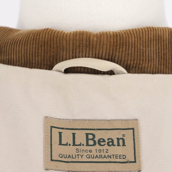 VINTAGE L.L.BEAN Men's Field Coat Barn Canvas Jacket Tan Corduroy Collar Size L - Picture 7 of 9